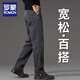 羅蒙牛仔褲男秋冬新款寬松直筒長(cháng)褲爸爸大碼休閑褲百搭加絨加厚褲子男 8032灰色 32