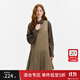 范思藍(lán)恩假兩件條紋拼接連衣裙女秋冬2024新款高腰減齡裙子14467 棒果棕 M