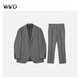 WVD新款西服套裝男法蘭絨羊毛大人字紋灰色西裝新郎結婚正裝 中灰色20066 中灰色20066 44