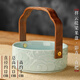 竹茗堂陶瓷手提果盤(pán)家用零食茶點(diǎn)盤(pán)中式水果盤(pán)點(diǎn)心盤(pán)干果提籃酒店水果籃 祥云提梁果盤(pán)【影青】直把