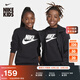 耐克大童柔軟舒適運動(dòng)衫男女童加絨衛衣NIKE CLUB FLEECE FD2992 010黑/白 140 S