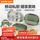 蘇泊爾（SUPOR）飯盒316不銹鋼自帶布包餐具學(xué)生上班族餐盤(pán)多分格不串味保溫飯盒 灰綠（含布包+餐具）2000ml