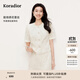 珂萊蒂爾2025年新款黑色蕾絲衫女短袖優(yōu)雅氣質(zhì)V領(lǐng)紐扣設(shè)計感上衣 淡青黃 L
