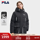 FILA派克羽絨服斐樂(lè )女冬新休閑連帽大口袋防風(fēng)梭織保暖外套 正黑色-BK M 165/84A/M