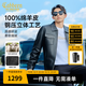 卡賓（CABBEEN）【明星同款】羊皮革真皮夾克男2025秋冬新款工裝翻領機車皮衣外套 煤黑色01 L /175/50