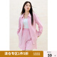 獨束大碼女裝花邊襯衫休閑短褲套裝2025夏裝清新雙色襯衣時尚套裝 芭蕾粉-上衣 L （尺碼：2）
