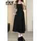 歐迪惠（Oudihui）吊帶連衣裙女裝夏季赫本風(fēng)辣妹2025年新款小個(gè)子法式裙子氣質(zhì)顯瘦 黑色【高個(gè)子款】 M