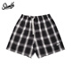 SLAMBLE黑白格子五分美式短褲休閑男女寬松百搭潮流情侶直筒夏季 黑白格子 XL