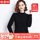 恒源祥100%純羊毛衫女保暖厚款半高領(lǐng)寬松打底衫上衣冬裝針織衫毛衣女 黑色 170/92A(XL)【建議120-135斤】