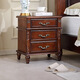 磐諾印象美式鄉村實(shí)木床頭柜現代簡(jiǎn)約床邊柜臥室輕奢橡膠木儲物收納小柜子 板栗色 505x410x580mm