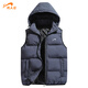 貴人鳥(niǎo)男士秋冬季羽絨棉馬甲外套男生純色百搭連帽保暖外穿情侶男女同款 深灰 3XL