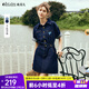 Olrain歐芮兒法式牛仔連衣裙女夏新款復古收腰小個(gè)子愛(ài)心刺繡裙子 牛仔藍 S