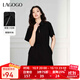LAGOGO黑色休閑簡(jiǎn)約針織連衣裙女拉谷谷夏季新款polo領(lǐng)收腰裙子 黑色(W1) M