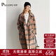 帕羅（PALUOPO）100%綿羊毛呢大衣雙面外套格紋顯瘦直筒闊版慵懶風(fēng)女氣質(zhì)秋冬外搭 卡其 S 155/80A