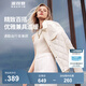 波司登（BOSIDENG）輕薄羽絨服女短款90絨小香風(fēng)商務(wù)通勤翻領(lǐng)菱格紋干練保暖外套 霜杏米7433 S 160/84A