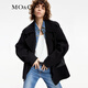 MO&Co.【美麗諾綿羊毛】春秋機車(chē)扣斜襟斗篷廓形雙面呢圓肩斗篷大衣 黑色 M 165