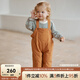 OAK FAMILY兒童背帶褲冬季舒適加厚保暖小童加棉加絨寶寶百搭可愛(ài)休閑褲子 咖色 90 cm