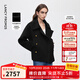 朗姿復(fù)古雙排扣羊毛短款毛呢外套女士翻領(lǐng)設(shè)計(jì)感2025年冬季新款 黑色 S