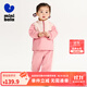 迷你巴拉【學(xué)院風(fēng)】男童女童長(cháng)袖套裝寶寶撞色戶(hù)外兒童運動(dòng) 粉紅60021 90 cm