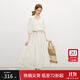范思藍(lán)恩松弛收腰連衣裙女2025夏新款綁帶貝殼元素?zé)艋\袖長(zhǎng)裙2795 混燕麥 S