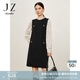 玖姿·安娜蔻甜美風(fēng)復古氛圍感圓領(lǐng)長(cháng)袖毛衫連衣裙女冬款 素黑 2XL