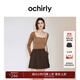 歐時(shí)力OCHIRLY 桑蠶絲羊毛套頭毛衣女方領(lǐng)針織打底衫氣質(zhì)高級感 卡其 S
