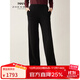 珍貝純羊絨褲子女秋冬新款純色針織休閑褲長(cháng)褲直筒褲21060 黑色 M （100碼）