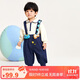 迷你巴拉（minibala）迷你巴拉【軟牛仔】男童女童牛仔褲2024寶寶時(shí)尚背帶褲燈籠褲