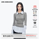 ANN ANDELMAN【明星同款】官方直營(yíng)中長(zhǎng)款拼接襯衫假兩件針織衫女 灰色 M