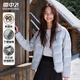 雪中飛女士短款羽絨服冬季拼接小格子風(fēng)設計簡(jiǎn)約時(shí)尚大方保暖羽絨衣服 淺藍色 M (160)