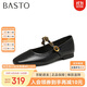 百思圖25春簡(jiǎn)約復古瑪麗珍鞋方跟女單鞋M1107AQ5 黑色 37