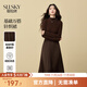 熙世界（sllsky）淑女風(fēng)連衣裙長(cháng)裙通勤女裝裙子漂亮冬季新款修身顯瘦秋冬裙 咖啡色 2XL