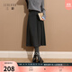 三彩2025冬季新款簡(jiǎn)約收腰褶裥半身裙A字裙大擺中長(cháng)裙氣質(zhì)S 深邃灰 M 160/68A