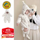 G.DUCKKIDS小黃鴨嬰幼兒連身衣女寶寶毛絨連體衣冬季嬰兒抱衣加厚哈衣棉服爬 灰色 66cm
