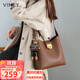 viney牛皮包包女包品牌水桶包輕奢單肩斜挎包生日禮物高級感送女友老婆
