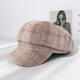 QUEENJOY八角帽女春秋季韓版復古格子報童帽英倫百搭日系畫(huà)家貝雷帽潮帽子 米色