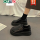 卡帝樂(lè )鱷魚(yú)（CARTELO）英倫風(fēng)小皮鞋女春秋季瑪麗珍平底單鞋2026新款黑色松糕厚底樂(lè )福鞋 黑色 37
