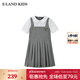 E·LAND KIDS海鹽少衣戀女童連衣裙25年夏季學(xué)院風(fēng)娃娃領(lǐng)百褶 Grey灰色/15 140 cm