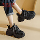 奧古獅登（Agsdon）老爹鞋女春季新款厚底增高星星運動(dòng)鞋女學(xué)生百搭休閑鞋 黑色 38