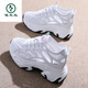 啄木鳥2025新款夏季薄款網(wǎng)面老爹鞋女內(nèi)增高運(yùn)動鞋百搭休閑厚底小白網(wǎng)鞋 銀色 35