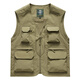 北狼盾薄款多口袋馬甲男休閑背心攝影導演記者馬夾9578 卡其色 L 120-140斤