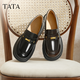 他她（TATA）女鞋2026春季新款黑色樂(lè )福鞋百搭皮鞋厚底豆豆鞋7OLA6AA6 黑色 37