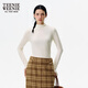 Teenie Weenie小熊女裝長(cháng)袖T恤冬白色簡(jiǎn)約軟糯中領(lǐng)修身氣質(zhì)打底衫 象牙白 M (165)