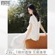 對白慵懶高級感襯衫套裝裙女2025夏新款圓領(lǐng)襯衣半身裙氣質(zhì)兩件套 米白色 S