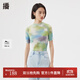 播春夏季新款滿(mǎn)版涂鴉修身版型半高領(lǐng)毛針織衫女DDQ2SD5236 L24青檸綠花 S