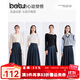 百圖betu女裝秋季新款半身裙高腰赫本打褶牛仔長(cháng)裙裙子2409T77 牛仔色 M