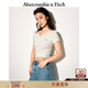 Abercrombie & Fitch經(jīng)典小麋鹿圖案女裝25夏季修身辣妹缺口領(lǐng)短袖T恤139-5297 淺灰色 M (165/96A)