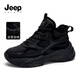 JEEP SPIRIT吉普男鞋加絨老爹鞋保暖運動(dòng)鞋男皮面休閑鞋子男 0310 石墨黑 43