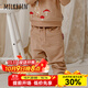 Milkbarn春季兒童衛(wèi)衣 1-6歲男寶寶打底衫女童長袖上衣中小童童裝 棕紅色 (褲子) 100 cm
