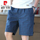 皮爾卡丹（pierre cardin）夏季薄款中褲寬松5分純棉居家沙灘褲中褲外穿休閑短褲男士五分褲 91深藍(lán)色 XL